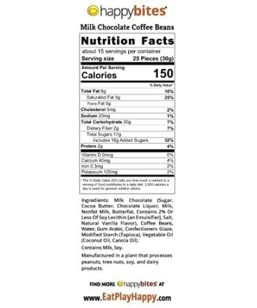 Happy Bites Milk Chocolate Covered Espresso Coffee Beans - 16 oz Resealable Pouch Bag - Premium Chocolate - 1lb Pack - Buy Online on GoSupps.com