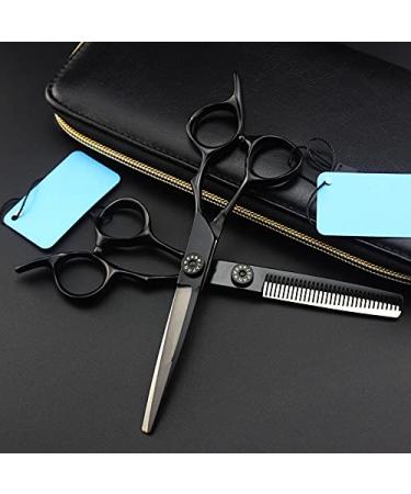 Hair Cutting Scissors 6 Inch Professional 440 Black Big Circles Cut Hair Scissors Cutting Barber Haircut Thinning Shears Hairdressing Scissors Set One Color