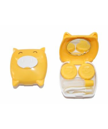 Contact Lens Case Storage Container Case Set Mirror Mini Pig Yellow