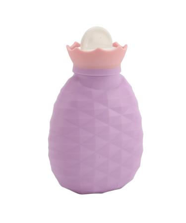 Hot Water Bottle Silicone Soft Pain Leak-proof Hot Water Bag for Neck Shoulder (Purple)