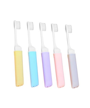 SOLUSTRE 5pcs folding toothbrush travel toothbrush toothbrushes mass manual toothbrushes camping accessories travel accessories portable toothbrush household toothbrush adults travel kit travel