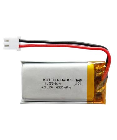KBT 3.7V 420mAh Li-Polymer Battery 602040 Rechargeable Lithium-ion Replacement Batteries with 2.54 JST 2Pin Connector 602040PL-420mAh