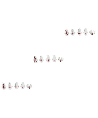 Amosfun 3 Sets Nail Ring Finger Tip Women Ring Ring for Women Rings for Women Jewels for Nails Nail Decor Women's Band Rings Women s Suits Red Decor Zinc Alloy Miss Girl Jewelry White