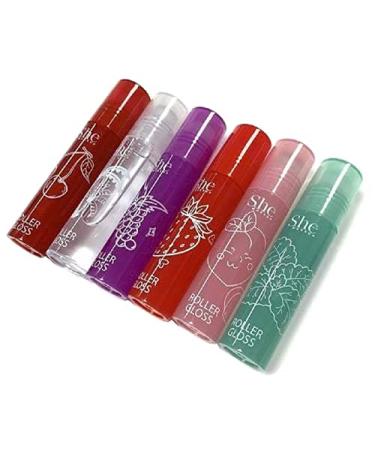 S.he Makeup Fruity-Pop Roller Gloss Set - 6 Flavor Scents, Smooth Glass Shine Lip Gloss 0.22oz - Buy Online on GoSupps.com