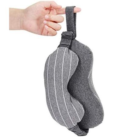 2 in 1 Portable Cotton Neck Pillow & Eye Mask - Light Gray Travel Cushion for Airplane Sleep & Relaxation - Buy Online on GoSupps.com