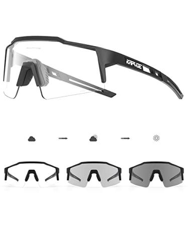 KAPVOE Photochromic Cycling Glasses Mountain Bike Sunglasses MTB Bicycle Riding Clear Colorful High Definition Lenses 01-photochromic-dark Gray