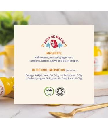 Agua De Madre Culture Shots (10 x 60ml) | Healthy Ginger Shots With Water Kefir and Turmeric | Functional Cultured Gut Goodness | With Black Pepper for Better Absorption | A Perfectly Formed Punch! 10 Count (Pack of 1) - Buy Online on GoSupps.com