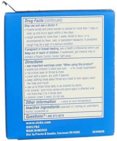 Vicks VapoRub Ointment 6 oz - Fast Relief for Cough and Congestion - Buy Online on GoSupps.com