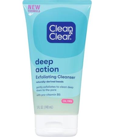 Clean & Clear Deep Action Oil-Free Exfoliating Facial Scrub - Deep Pore Cleansing Cooling Face Wash with Natural Beads 5 oz - Refreshing Daily Face Scrubber for All Skin Types - Buy Online on GoSupps.com
