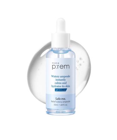 make p:rem Safe me. Relief watery ampoule | facial ampoule | lightweight ampoule for oily & dry skin | quick absorbing & cooling | 50ml 1.69 fl.oz. | MAKEP:REM makeprem