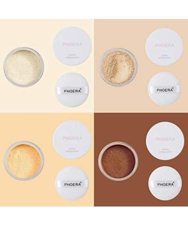PHOERA Translucent Makeup Setting Powder + Puff | Long Lasting Lightweight Foundation Fixer | Highlighter Palette for Flash Photography - Cool Beige - Buy Online on GoSupps.com