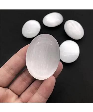 1pc Natural White Quartz Palm Stone Crystal Selenite for Chakra Reiki Balancing