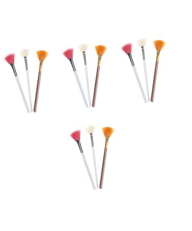 Ipetboom 12 Pcs Face Highlighter Liquid Blush Makeup Fan Liquid Foundation Brush Fan Style Brush Makeup Tools Eyelashes for Dolls Makeup Brush Contouring Brush Sector Accessories 17.7x5cmx4pcs Assorted Colorx4pcs