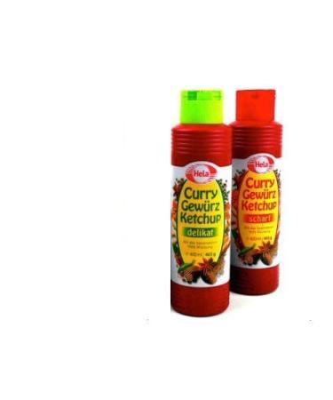 Hela 2 Flavor Curry Gewurz Ketchup (1) Mild and (1) Hot - 2 Pack Bundle - 300 ml each 10.14 Fl Oz (Pack of 2)