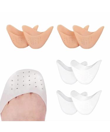 4 Pairs Toe Caps Soft Toe Protectors Silicone Toe Pads Gel Ballet Pointe Pads Toe Sleeves Tip Protectors High Heels Toe Cap Protectors with Breathable Hole