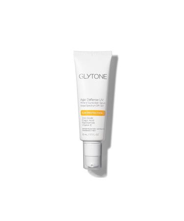 Glytone Age Defense UV Mineral Sunscreen Serum | Broad Spectrum SPF 50+ Sun Protection with Zinc Oxide, Ellagic Acid, Niacinamide & Vitamin E | Fragrance Free Lightweight Sunscreen for Face- 1.7 fl oz