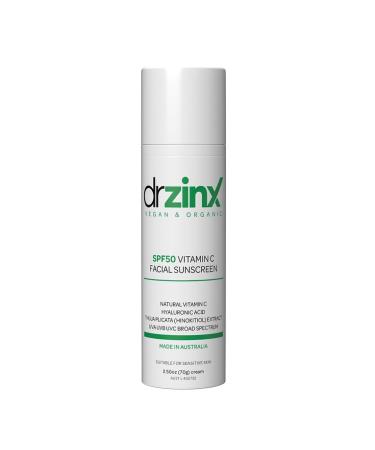 Dr ZinX Organic Vitamin C Mineral Sunscreen SPF50 | Jojoba Oil & Hyaluronic Acid | Australian Made & Reef Safe - International Shipping Available - Buy Online on GoSupps.com