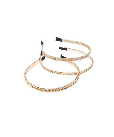 Elegant Gold Metal Hair Ties - Vintage Chic Headbands for Women & Girls - 3 Stylish Designs - Buy Online on GoSupps.com