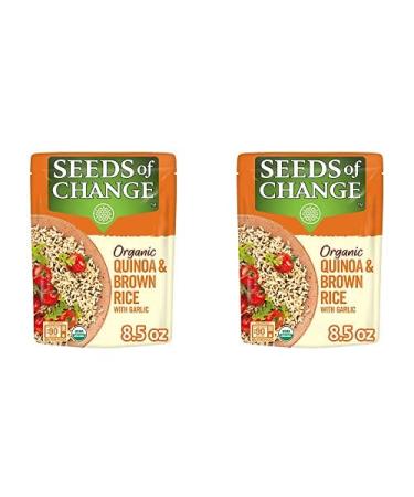 SEEDS OF CHANGE Organic Quinoa & Brown Rice with Garlic, 8.5 Ounce (Pack of 2)