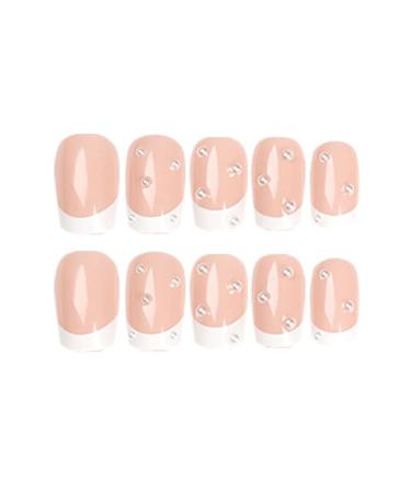 Foccna Square Press On Nails - Medium Pearl White Acrylic French Nail Set - 24 Glossy Artificial Nails for Women & Girls - Buy Online on GoSupps.com