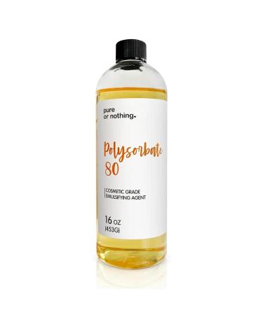 Pure or Nothing Polysorbate 80 16 oz| Tween80| T-MAZ 80| 100% Pure Surfactant & Emulsifier| Combines oil with water| Great for Bath Bombs, Bath Truffles, Shampoos, Body washes