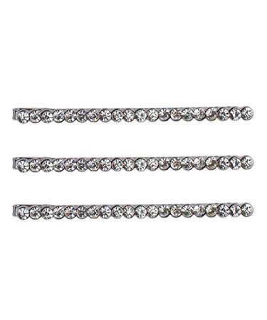 Kitsch Mini Rhinestone Bobby Pins - Silver Hair Pins for Women Hair | Small Crystal Bobby Pin for Thin Hair | Stylish Bobby Pins for Thick Hair | Bobby Pins for Styling & Sectioning  3pcs (Hermatite)