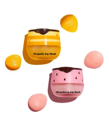 3Pcs Honey Pot Lip Balm Set | Overnight Hydrating Lip Mask & Exfoliator | Beeswax with Vitamin E - Strawberry & Watermelon | Prevent Dry & Cracked Lips - Buy Online on GoSupps.com