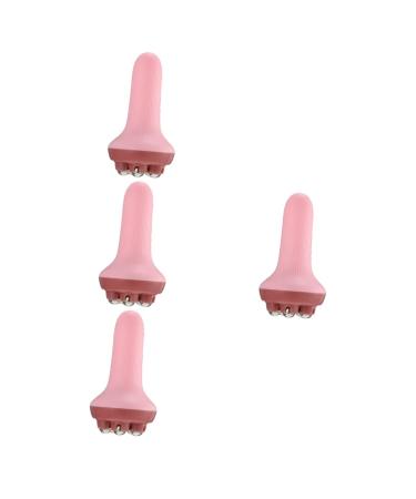 Beavorty 4PCs Massage Roller Body Derma Roller Percussion Body massage Yoga Roller Stick Body massage device Pearl massage devices Hand massage devices Body massage frames Rosa 14.5x7.5cmx4pcs Rosax4st