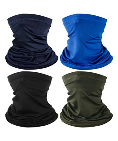 4 Pack Neck Gaiter Face Mask Scarf Masks Bandanas Breathable Outdoor Headwear Balaclavas Cover for Men Women Black&blue&navy&army Green