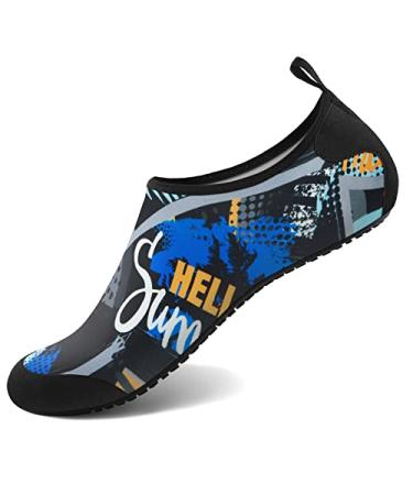 Homitem Mens Womens Water Shoes Barefoot Beach Pool Shoes Quick-Dry Aqua Yoga Socks Slip-on for Women Men Surf Swim Water Sport 8.5-9.5 Women/7.5-8.5 Men Graffiti Colorful