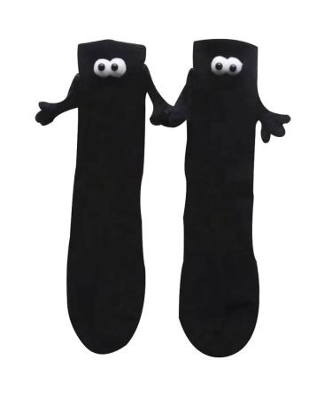 Bestmaple 1 Pair Couple Dolls Socks Cartoon Lovely Cotton Breathable Comfortable Doll Couple Socks for Men Women Magnetic Cute Toe Socks Black