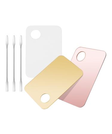 Homoyoyo 3 Palettes de Maquillage M langer 6 Pcs Palettes Fond de Teint en Acrylique Transparent Rose et Dor Spatules Argent es Plateau Cosm tique pour Application Pr cise Usage