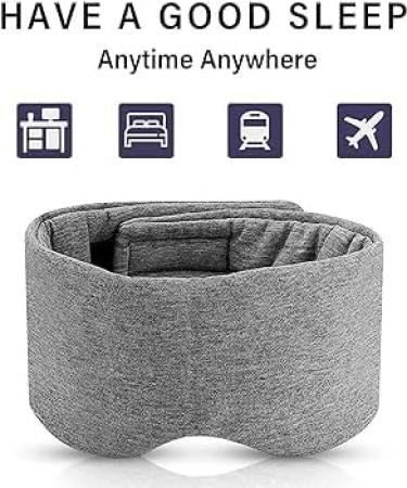 Buy Sleep Mask for Men & Women | Soft Cotton Eye Mask with Adjustable Straps | Light Blocking Blinder for Travel Napping & Meditation (Grey - Buy Online on GoSupps.com