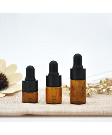 24 Mini Amber Glass Essential Oil Drip Bottles with Black Rubber Caps - Perfect for Cosmetics Perfume & Sample Liquid Storage (1ml) - Buy Online on GoSupps.com