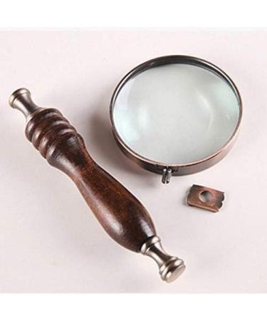 Magnifier Vintage Copper Antique Hand-held Magnifying Glass Wooden Handle Elegant and Elegant Metal Protection Frame Resistant to Falling - Buy Online on GoSupps.com