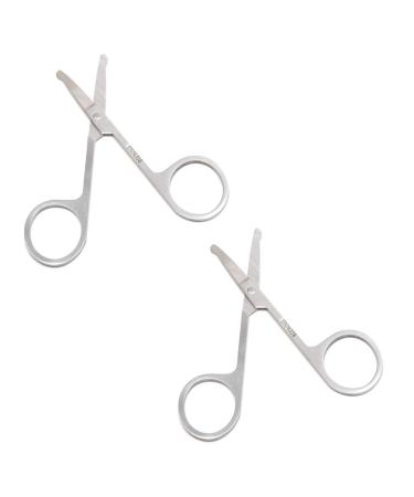 2 Pack - 3.5" Safety Nose Mustache Facial Hair Scissors for Trimming Eyebrows Eyelashes Nose Mustache Beard Facial and Ear Hair