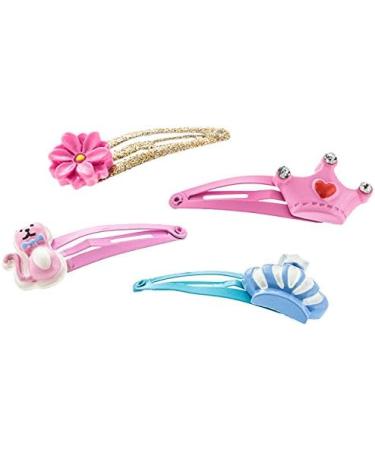 Colorful Glitter Hair Clips Set for Girls - 4 Stylish Designs with Storage Box - Crowns Stars & Flowers - Buy Online on GoSupps.com