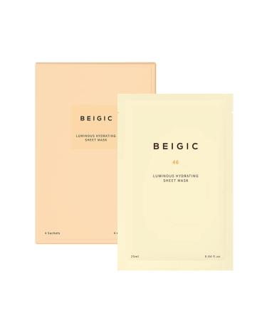 BEIGIC Luminous Hydrating Sheet Mask - Korean Vegan Skincare with Peptides Vitamin C & Niacinamide for Glass Skin - Moisturizing & Firming Face Mask (0.84 fl oz - Buy Online on GoSupps.com