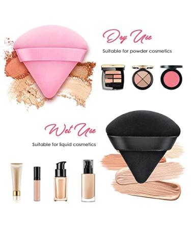 Buy Triangle Powder Puffs 6pcs - Soft Face Makeup Puffs for Loose & Mineral Powder Velour Cosmetic Sponges for Contouring (Black & Pink) - International Shipping Available - Buy Online on GoSupps.com