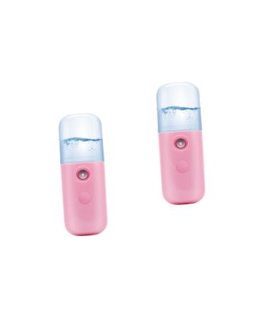 HAPINARY 2pcs Handheld Spray Device Face Steamer Steamer for Face Air Humidifier Makeup Device Pink