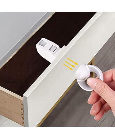 Retoo Magnetic Cabinet Lock - 4 Piece Child Safety Lock for Cupboards & Drawers - Invisible & Easy to Install - White Cream Finish - Buy Online on GoSupps.com