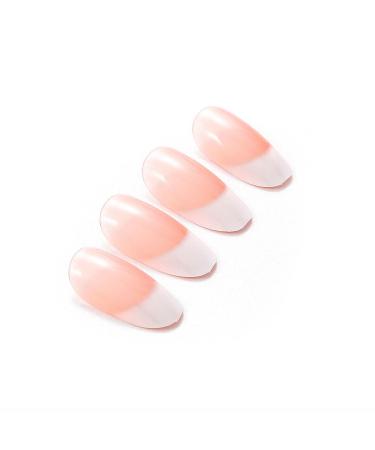 Handcess French False Nails | Pink & White Oval Acrylic Press-On Nails for Women - Full Cover - Buy Online on GoSupps.com