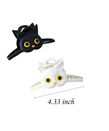 Large Cat Hair Claw Clips for Women & Girls - Matte Hair Claws Clips Set in White and Black - Styling Accessories for Girls - Buy Online on GoSupps.com