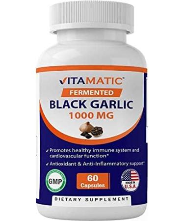 Vitamatic Fermented Black Garlic Extract 1000mg 60 Capsules - Non-GMO, Gluten Free Antioxidant & Cholesterol Support - Buy Online on GoSupps.com