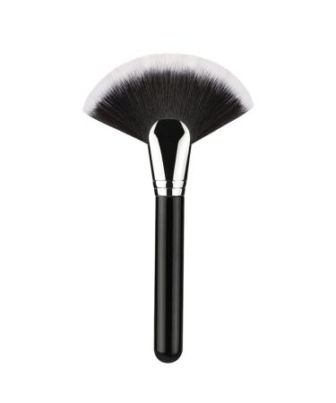 Soft Fan Brush Professional Blush Brush Small Make Up Powder Brushes for Face Highlighting Buffing and Blending (Black fan brush)