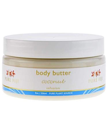 PURE FIJI Body Butter - Moisturizer Body Cream - Face Cream and Body Lotion for Dry Skin with Natural Oils & Vitamin E Coconut  8oz