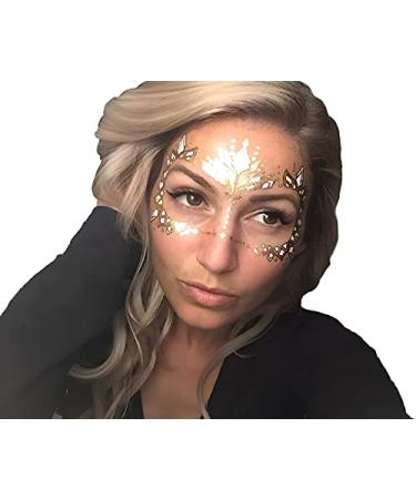 Gold Temporary Tattoos by Golden Ratio Tats  Metallic Festival Face Paint  Gold and White Masquerade Tattoos (Wifey Face Mask)
