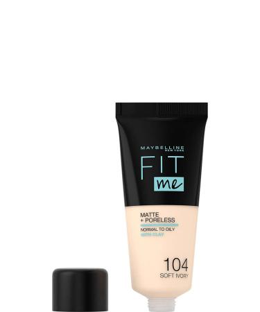 Maybelline Fit Me Matte + Poreless Makeup No. 104 Soft Ivory - 30ml | All Skin Types | International Shipping - Buy Online on GoSupps.com