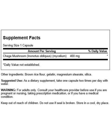 Swanson Full Spectrum Chaga Mushroom Capsules - 400mg Antioxidant & Immune Support - 60 Count - Buy Online on GoSupps.com