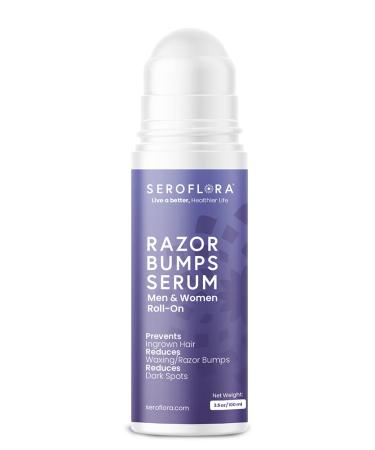 Seroflora Razor Bumps Serum-Ingrown Hair Treatment for Women-Razor Bump for Bikini Area - After Shave & Waxing - Roll-On-Face, Legs, Body (3.5floz)